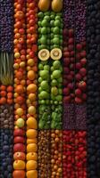 un' collezione di frutta nel diverso colori. ai generativo foto