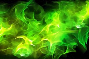 disegnato neon colore verde, ardente fiamma sfondo Materiale astratto mano. ai generativo foto
