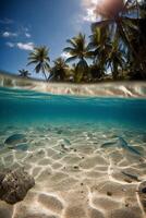 fotografia di bellissimo invitante spiaggia scena con blu cielo. ai generativo foto