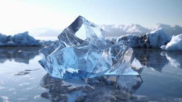 ghiaccio patatine fritte con un iceberg sfondo. ai generativo foto