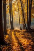 il maggior parte bellissimo giallo autunno foresta nel il mondo. ai generativo foto