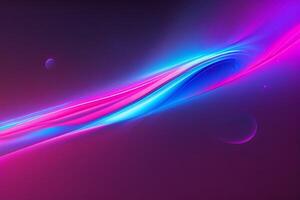 astratto futuristico sfondo con rosa blu raggiante neon in movimento alto velocità onda Linee e bokeh luci dati trasferimento concetto, ai generato foto