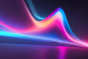 astratto futuristico sfondo con rosa blu raggiante neon in movimento alto velocità onda Linee e bokeh luci dati trasferimento concetto, ai generato foto