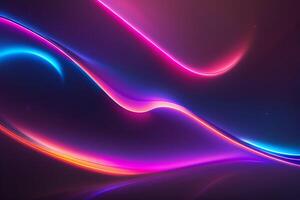 astratto futuristico sfondo con rosa blu raggiante neon in movimento alto velocità onda Linee e bokeh luci dati trasferimento concetto, ai generato foto