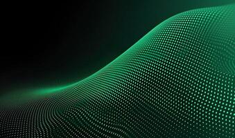 astratto punto verde onda modello schermo pendenza sfondo, tecnologia e scienza concetto, generativo ai foto