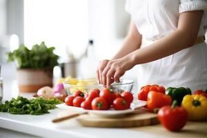 irriconoscibile donna Lavorando con Impasto, ai generato foto