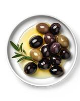 olive frutta nel piatto. ai generativo foto