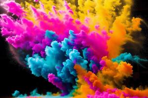 un' bellissimo colore polvere esplosione. un' colore polvere esplosione di vivace energia. copia spazio. generativo ai foto