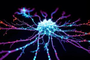 esplorando il complessità di neuroni e sinapsi. un' bellissimo astratto neuroni e sinapsi. generativo ai foto