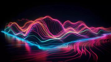 Esperienza il fusione di arte e tecnologia nel raggiante neon onde imbarcarsi su un' viaggio dove il confini fra arte e tecnologia generativo ai foto