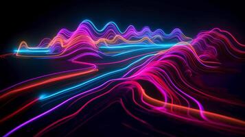 Esperienza il fusione di arte e tecnologia nel raggiante neon onde imbarcarsi su un' viaggio dove il confini fra arte e tecnologia generativo ai foto