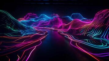 Esperienza il fusione di arte e tecnologia nel raggiante neon onde imbarcarsi su un' viaggio dove il confini fra arte e tecnologia generativo ai foto