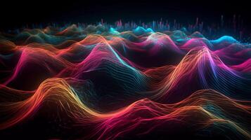 Esperienza il fusione di arte e tecnologia nel raggiante neon onde imbarcarsi su un' viaggio dove il confini fra arte e tecnologia generativo ai foto