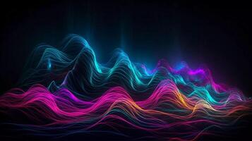 Esperienza il fusione di arte e tecnologia nel raggiante neon onde imbarcarsi su un' viaggio dove il confini fra arte e tecnologia generativo ai foto