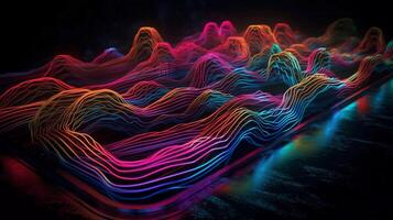 Esperienza il fusione di arte e tecnologia nel raggiante neon onde imbarcarsi su un' viaggio dove il confini fra arte e tecnologia generativo ai foto