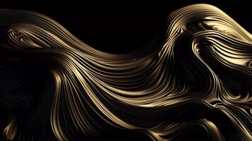 d'oro seta eleganza struttura su un' nero sfondo ai generato foto