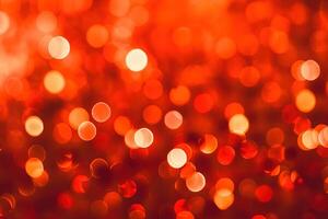 astratto Natale sfondo con bokeh sfocato luci e rosso colore.ai generato foto