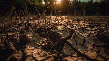 asciutto Cracked terra sfondo. globale riscaldamento e clima modificare concetto.ai generativo foto