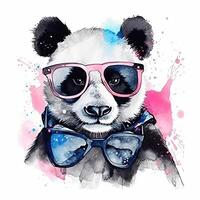 carino acquerello panda. illustrazione ai generativo foto