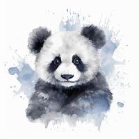 carino acquerello panda. illustrazione ai generativo foto