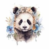 carino acquerello panda. illustrazione ai generativo foto