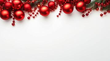 Natale sfondo con rosso palle. illustrazione ai generativo foto
