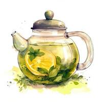 acquerello verde tè. illustrazione ai generativo foto