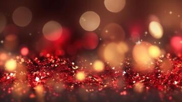 rosso Natale bokeh sfondo. illustrazione ai generativo foto