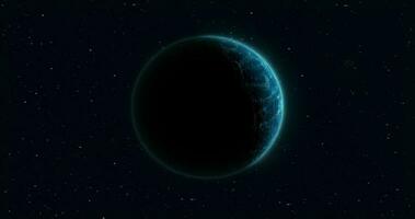 astratto realistico spazio Filatura pianeta il giro sfera con un' acqua superficie nel spazio contro il sfondo di stelle foto
