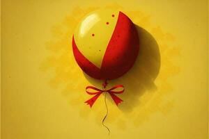 giallo e rosso realistico Palloncino con nastro. 3d rendere. foto