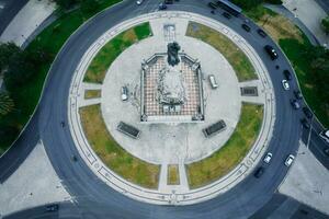 aereo fuco Visualizza di marchese di pombalo piazza rotatoria nel Lisbona, Portogallo, un' maggiore punto di riferimento nel il città foto
