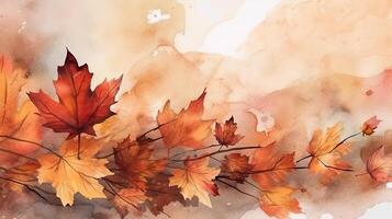 acquerello autunno autunno sfondo. illustrazione ai generativo foto
