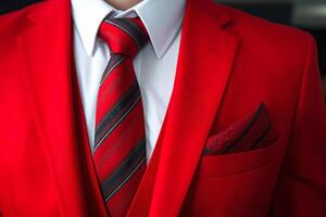 rosso uomini completo da uomo con cravatta generativo ai foto