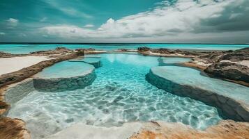 naturale concetto spiaggia nuoto piscina generato di ai foto