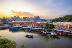 aereo Visualizza paesaggio urbano di clarke banchina, Singapore città orizzonte foto