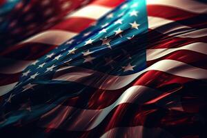 indipendenza giorno astratto sfondo con elementi di il americano bandiera nel buio blu colori foto