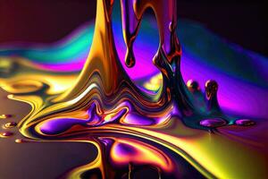 astratto colorato sfondo di olio, gocce nel liquido, ai generazione foto