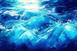acquerello oceano onde increspature acqua superficie, ai generazione foto