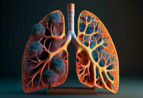 umano polmone modello malattia, polmone cancro e polmone patologia. creare ai. foto