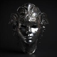 carnevale metallo femmina maschera nel buio ai generato foto