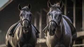 emozionante dei fantini duello nel il Kentucky Derby foto