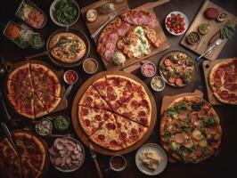 il meravigliosa mosaico di un' Pizza buffet foto