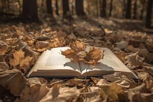 Aperto libro rivelatrice il giungla. eco concetto. generativo ai foto