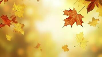 autunno naturale sfondo con giallo e rosso acero le foglie siamo volante e caduta fuori uso, creare ai foto