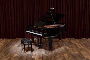 pianoforte a coda sul palco della sala da concerto