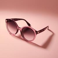donne di moda occhiali da sole su un' rosa pastello sfondo ai generato foto