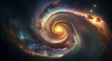 un' Visualizza a partire dal spazio per un' spirale galassia e stelle. universo pieno con stelle, nebulosa e galassia,. elementi di Questo Immagine arredato di NASA, generat ai foto