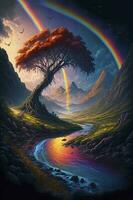 magico fantasia arcobaleno, realistico, max rive, dan mumford, silvana sarrailh, molto dettagliato, 4k, 8 mila, creare ai foto