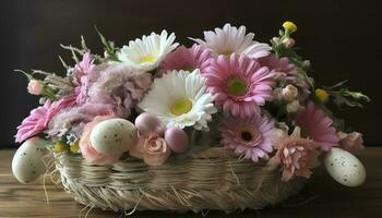 rosa primavera fiore disposizione, Pasqua decorazione, creare ai foto