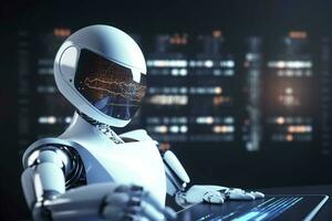 inteligente città con robot sistema artificiale intelligenza, Chiacchierare gpt chatbot ai, chat con un' inteligente ai o artificiale intelligenza chatbot sviluppato di Aperto ai, creare ai foto